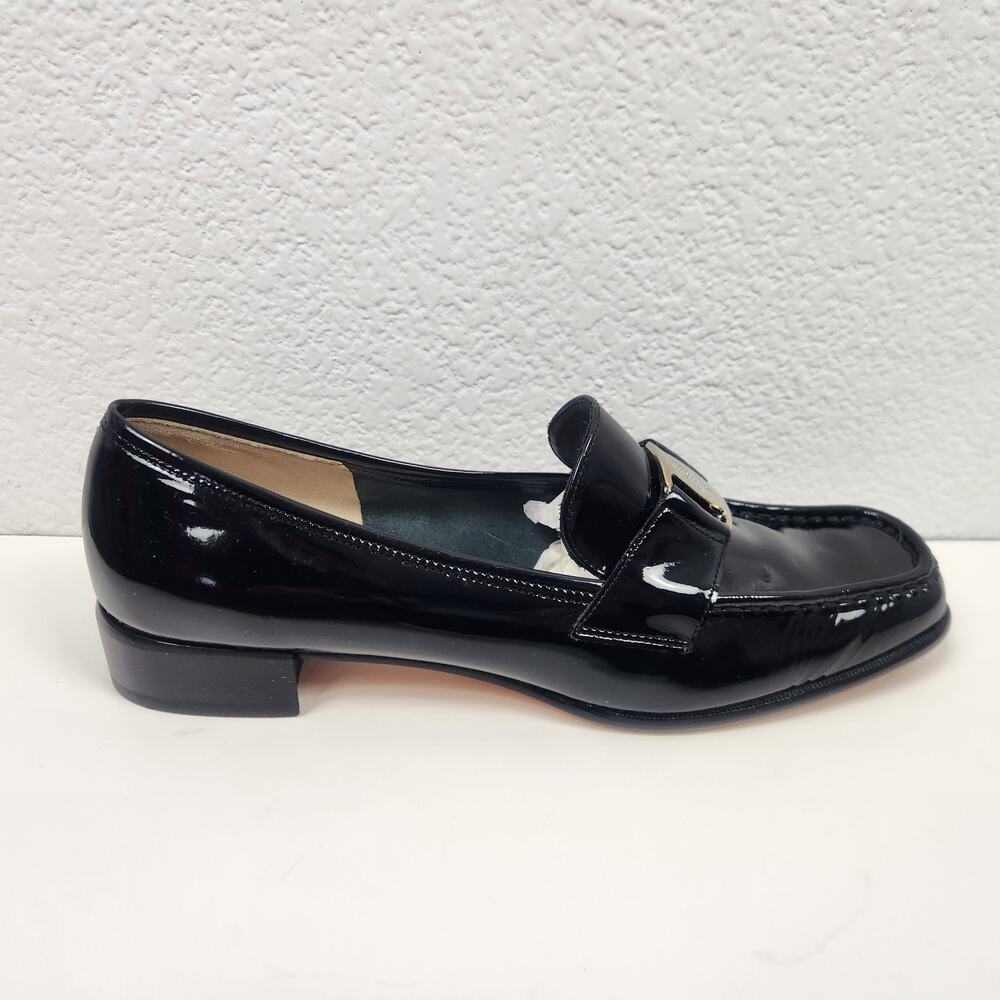 Salvatore Ferragamo Nero Nappy Calf Loafer Black Patent Leather 7.5B Narrow - Picture 5 of 12